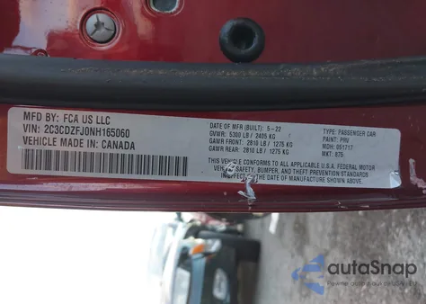 2022 Dodge Challenger R/T Scat Pack z USA, uszkodzony, nr VIN 2C3CDZFJ0NH165060